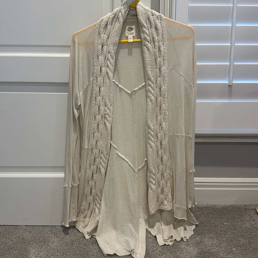 Anthropologie tee like cardigan in cream size s